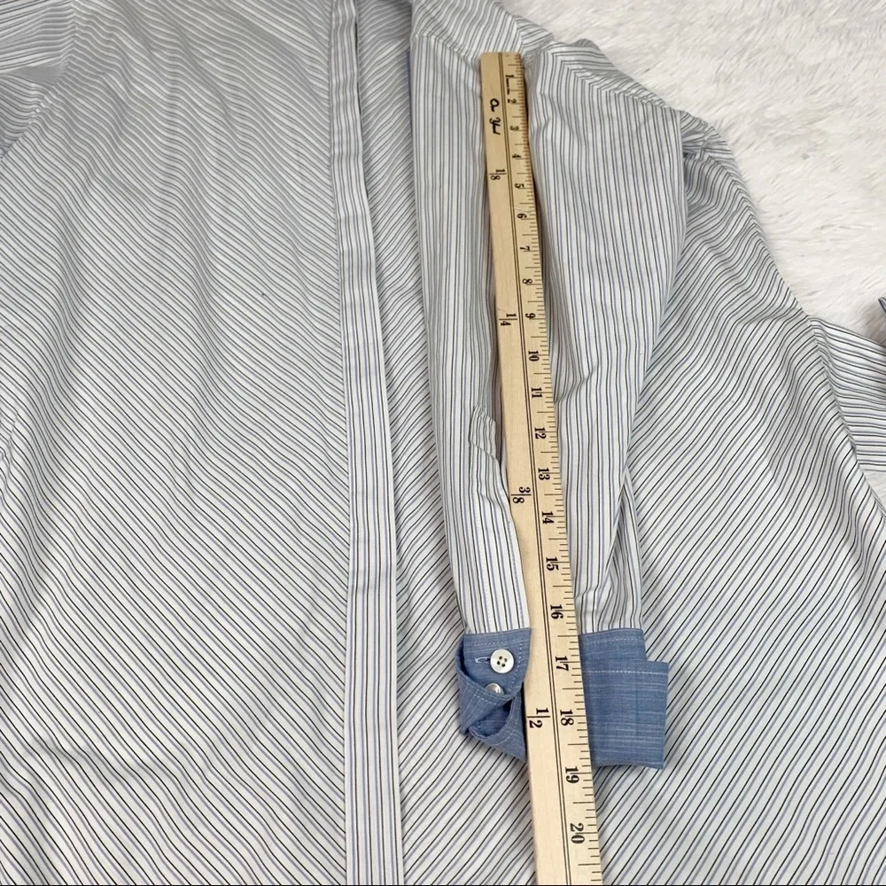 Frame contrast striped wrapped tie waist shirt dress button up pocket - Picture 8 of 12